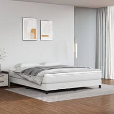 Vidaxl Box spring postelja z vzmetnico bela 180x200 cm umetno usnje