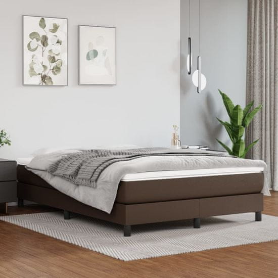 Greatstore Box spring posteljni okvir rjav 140x200 cm umetno usnje