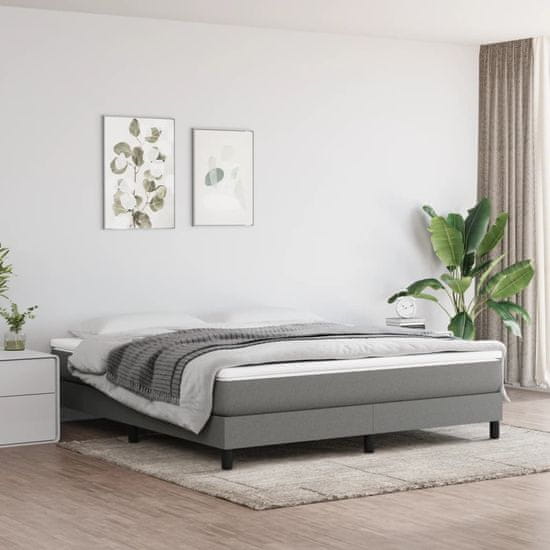 Vidaxl Box spring postelja z vzmetnico temno siva 180x200 cm blago