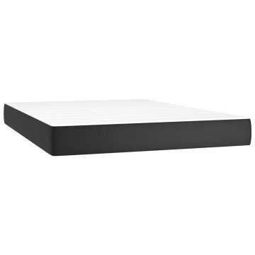 Vidaxl Vzmetnica z žepkasto vzmetjo srednje trdote črna 140x190x20 cm umetno usnje