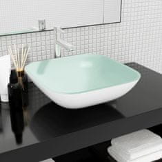 Vidaxl Stekleni umivalnik 42x42x14 cm bel