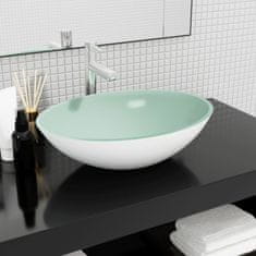 Vidaxl Stekleni umivalnik 50x37x14 cm bel