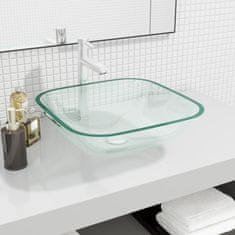 Vidaxl Stekleni umivalnik 42x42x14 cm prozoren