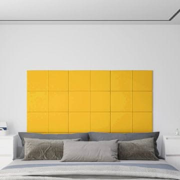 shumee vidaXL Stenski paneli 12 kosov rumeni 60x30 cm žamet 2,16 m²