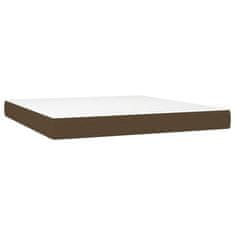 Vidaxl Box spring postelja z vzmetnico LED temno rjava 160x200cm blago