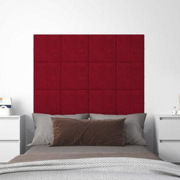 shumee vidaXL Stenski paneli 12 kosov vinsko rdeči 30x30 cm žamet 1,08 m²