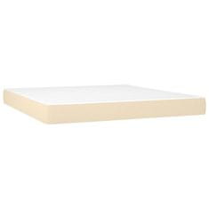 Vidaxl Box spring postelja z vzmetnico krem 160x200 cm blago
