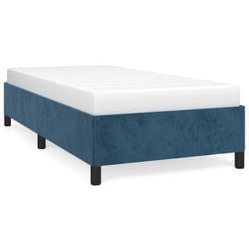 Vidaxl Posteljni okvir brez vzmetnice temno moder 90x190 cm žamet