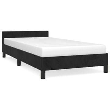 Vidaxl Posteljni okvir z vzglavjem brez vzmetnice črn 90x200 cm žamet