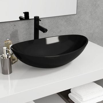 Vidaxl vidaXL Umivalnik iz kaljenega stekla 54,5 x 35 x 15,5 cm črne barve