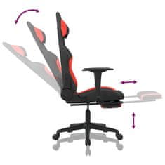Vidaxl Gaming stol z oporo za noge črno in rdeče blago