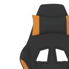 Vidaxl Masažni gaming stol z oporo za noge črno in oranžno blago