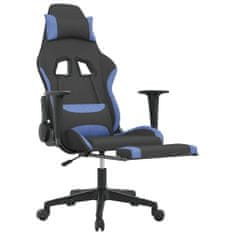 Greatstore Gaming stol z oporo za noge črno in modro blago