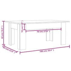 Vidaxl Klubska mizica siva sonoma 100x60x42 cm inženirski les