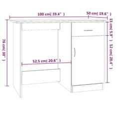 Greatstore Pisalna miza dimljeni hrast 100x50x76 cm inženirski les