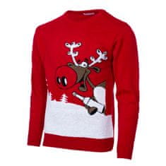 Wayfarer Božični pulover z jelenom Drunk Reindeer rdeča S