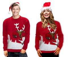 Wayfarer Božični pulover z jelenom Drunk Reindeer rdeča S