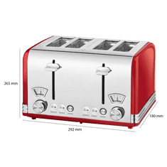 ProfiCook TA 1194 RD Toaster VINTAGE 4 toasti