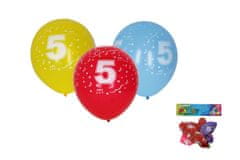 Napihljiv balon 30 cm - komplet 5, s številko 5