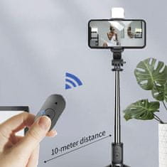 Cool Mango 6 v 1 selfie palica, tripod, primeren za vse telefone, snemljiva lučka, na daljinsko upravljanje, za profesionalne slike in videoposnetke, z vgrajeno LED ličko, multifunkcionalna – SelfieStick