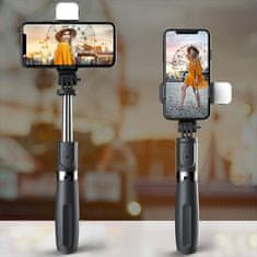 Cool Mango 6 v 1 selfie palica, tripod, primeren za vse telefone, snemljiva lučka, na daljinsko upravljanje, za profesionalne slike in videoposnetke, z vgrajeno LED ličko, multifunkcionalna – SelfieStick