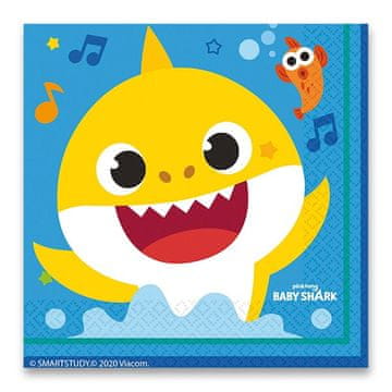 Amscan Baby Shark papirnati prtički - 33 x 33 cm, 16 kosov