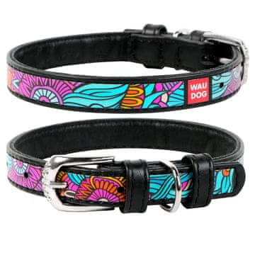 WAUDOG Usnjena ovratnica z vzorcem SUMMER črna