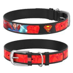 WAUDOG Usnjena ovratnica Superman DC COMICS črna, rdeča 18-24 cm, širina: 9 mm