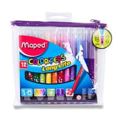 Maped Otroški flomastri Color'Peps Long Life 12 barv, etui z zadrgo