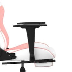 Vidaxl Masažni igralni stol z oporo za noge Bela in roza umetno usnje