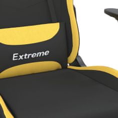 Greatstore Gaming stol z oporo za noge črno in rumeno blago