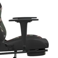 Greatstore Masažni gaming stol z oporo za noge črno in kamuflažno blago