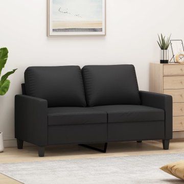 Vidaxl vidaXL Dvosed, črna, 120 cm, umetno usnje