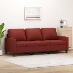 Vidaxl Kavč trosed vinsko rdeč 180 cm umetno usnje