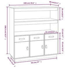 Vidaxl Visoka omara 100x40x108,5 cm trdna borovina