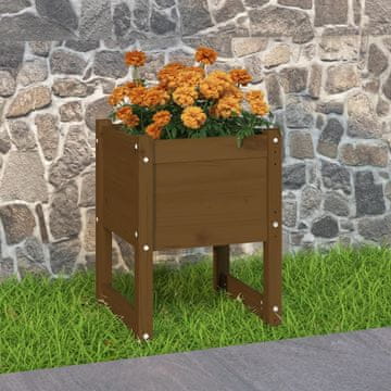 Vidaxl vidaXL Cvetlični lonec medeno rjave barve 40x40x52,5 cm masiven borov les