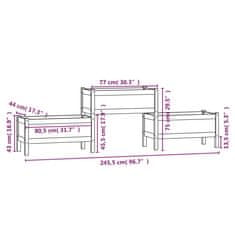 Vidaxl Visoka greda 245,5x44x75 cm trdna borovina