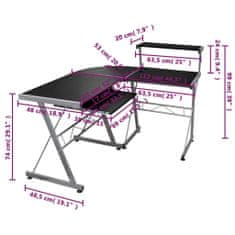 Vidaxl Kotna računalniška miza črna 132x112x99 cm inženirski les