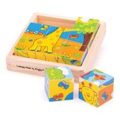 Bigjigs Toys Bigjigs igrače slikovne kocke Kocke Safari 9 kock