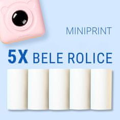HOME & MARKER®  Beli zvitki papirja za MINIPRINT, Termo papir, 5x zvitki papirja + 6x Barvnih zvitkov papirja + 5x Lepljivih zvitkov papirja | ROLLPACK