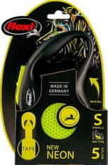 Flexi New Neon S pas 5 m rumena 15 kg