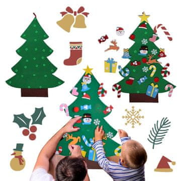 Cool Mango BožIčno drevo za okrasitev, za ustvarjanje in okraševanje, enostavna pritrditev drevesa in okraskov, snežinke, jelenčki, božiček, zvončki, za malčke in otroke, izdelani iz filca, 95 x 70 cm – Funtree