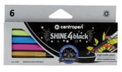 Centropen SHINE 4 BLACK markerji - komplet 6 kovinskih barv
