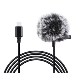 Puluz Tie Jack mikrofon s sponko 1,5 m USB-C PU425 - Odprta embalaža