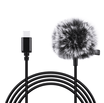 Puluz Tie Jack mikrofon s sponko 1,5 m USB-C PU425 - Odprta embalaža