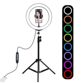 Puluz 1,1m stativ z RGBW LED osvetlitvijo 26cm vlog / stream / pametni telefon PKT3044