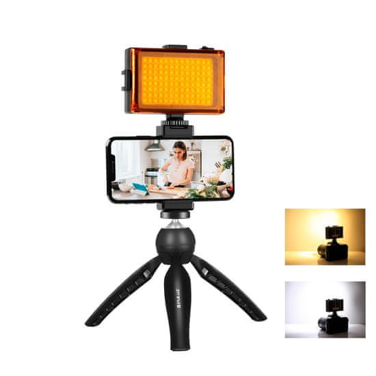 Puluz komplet za snemanje v živo stativ + LED svetilka + sponka za telefon PKT3131B