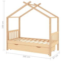 Vidaxl Otroški posteljni okvir s predalom trdna borovina 80x160 cm