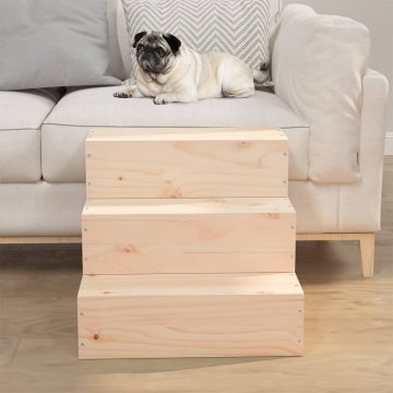 shumee vidaXL Stopnice za hišne ljubljenčke 40x37,5x35 cm trdna borovina