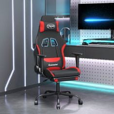 Vidaxl Masažni gaming stol z oporo za noge črno in rdeče blago